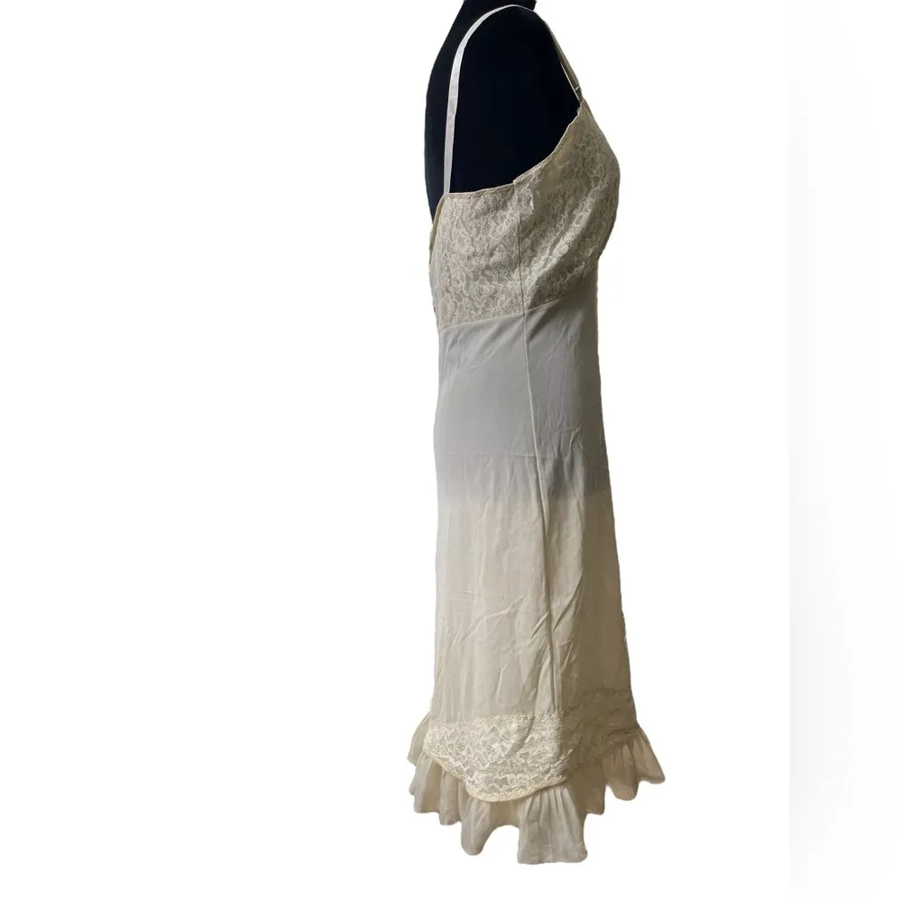 Nan Flower Vintage 50s 60s Yellow Romantic Lace Floral Lingerie Midi Slip Dress Size 38 - Image 5