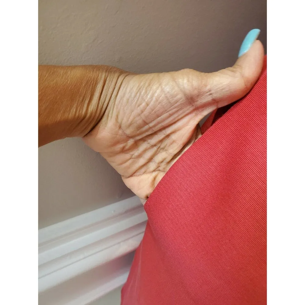 Talbots Women Solid Red Cotton Round Neck Sleeveless Knee Length Dress Size 14P - Image 7