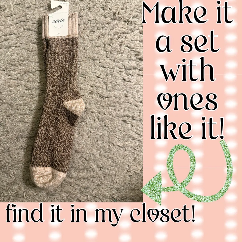 Aerie Tri-Tone Colorblock Black, Pink, White Marled Glinda Wicked Crew Socks NWT - Image 8