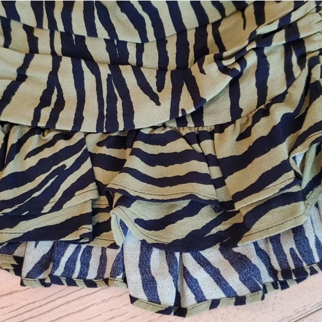 ZARA  Striped Camo Skirt Olive Green Size XS - Image 4