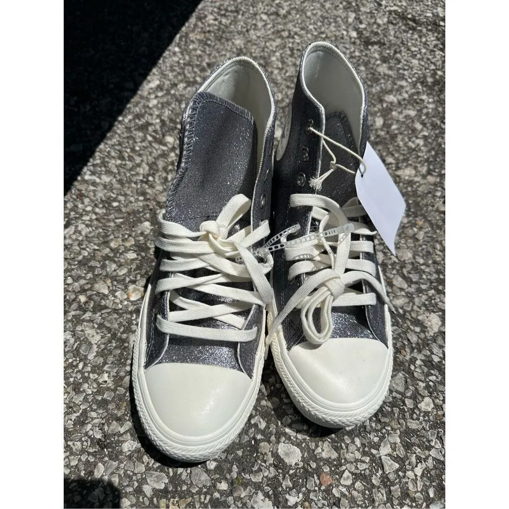 Converse Chuck Taylor High Top All Star Glitter Sneakers 'Gun Metal' - A07948C - Image 3