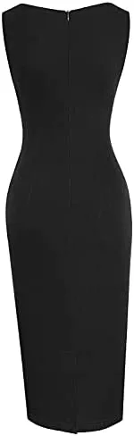 (Size 8) Women's 50s 60s Sleeveless Pleated Ruched Cocktail Midi Pencil Dress (Brand New) - Image 4