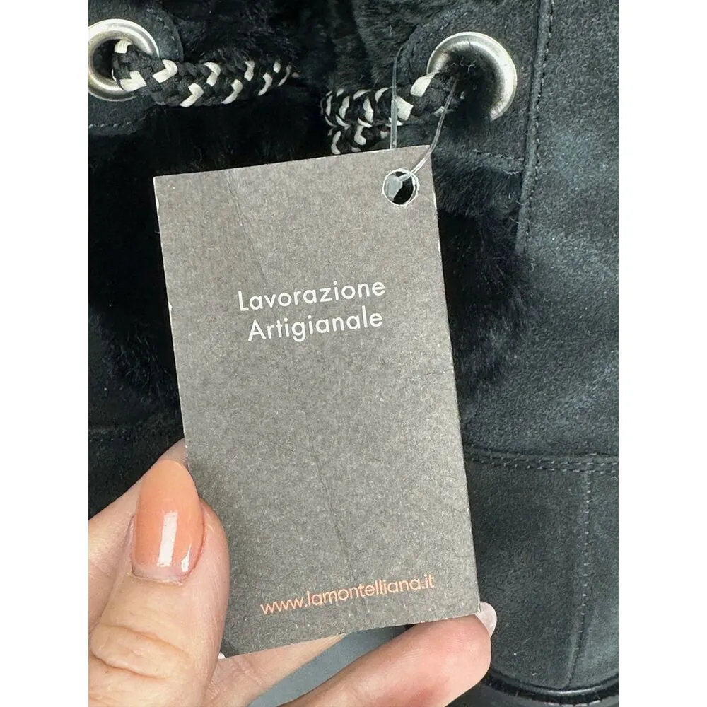 NWOB Montelliana 1965 Women's Size 6 Black Snow Boots Mary Genuine Lamb Fur - Image 11