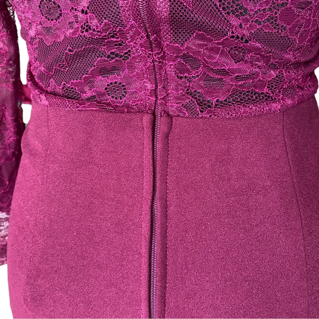 Vintage Charlotte Russe Amaranth Magenta Lace Pencil Dress - Image 8