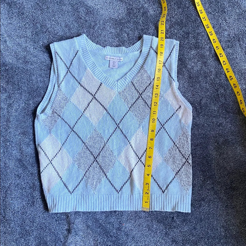 Sincerely Jules Light Blue Knit Sweater Vest Size L - Image 3