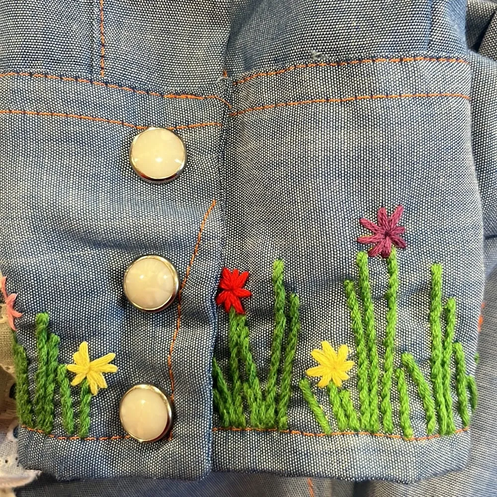 Vintage Hayes Garment Co. Embroidered Cottage Core Country Floral Spring Shirt Blue Size undefined - Image 12