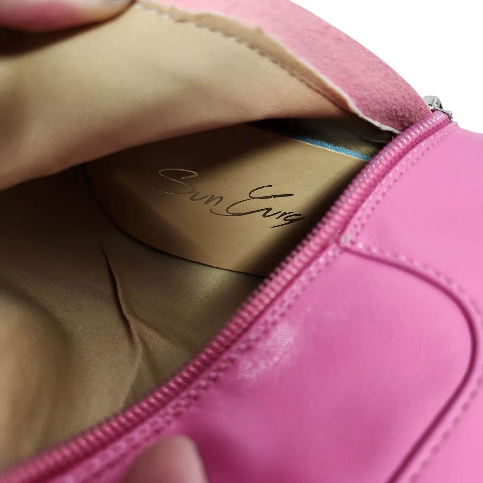 Sun Envy Pink Pleather Pointed Toe Stiletto High Heels Over The Knee Boots 8.5 - Image 12