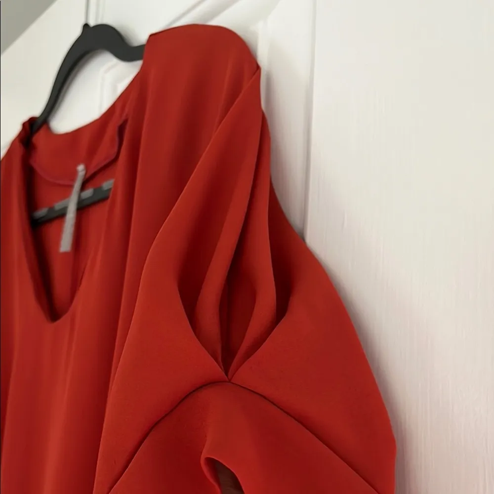 Red Tie Front Blouse with Relaxed Fit - Image 4