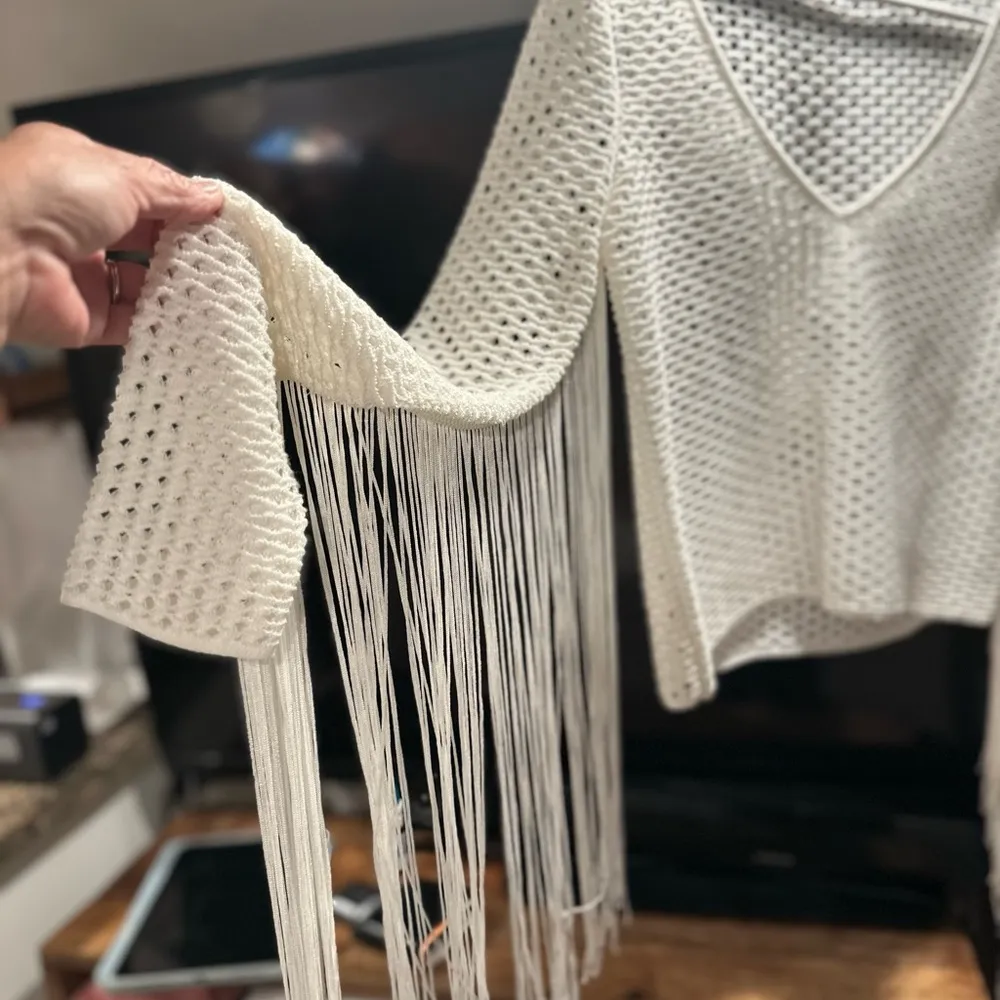 HOUSE OF HARLOW X REVOLVE WOMENS XS CROCHÉT SWEATER White - Image 8