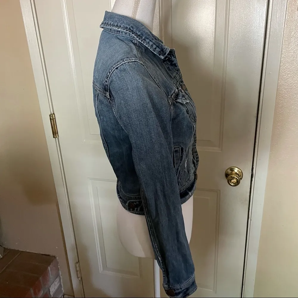 American Eagle Distress Denim Jean Jacket - Image 3