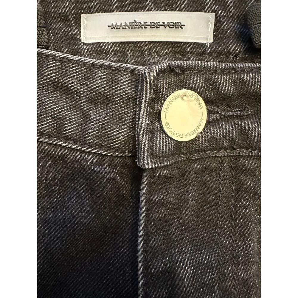 Maniere De Voir Mid-rise Flare Black Jeans size 6 NWT SOLD OUT ONLINE - Image 4