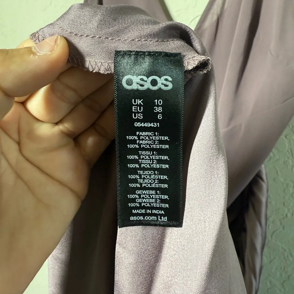 NWT ASOS Cami Pleated Satin Paneled Midi Swing Dress Size US 6 - Image 7