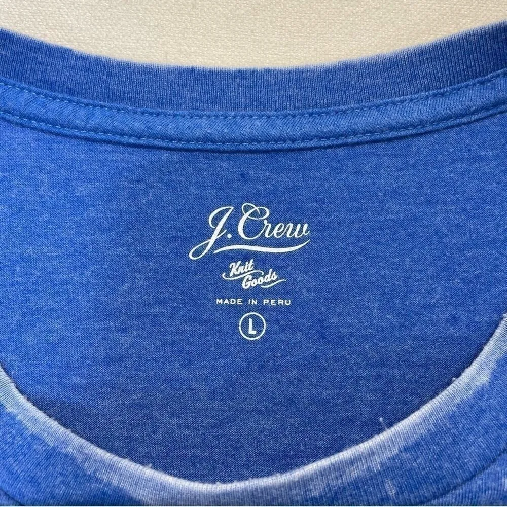 J. Crew Anchor T-shirt Size Large bleach dyed distressed heather blue graphic - Image 4