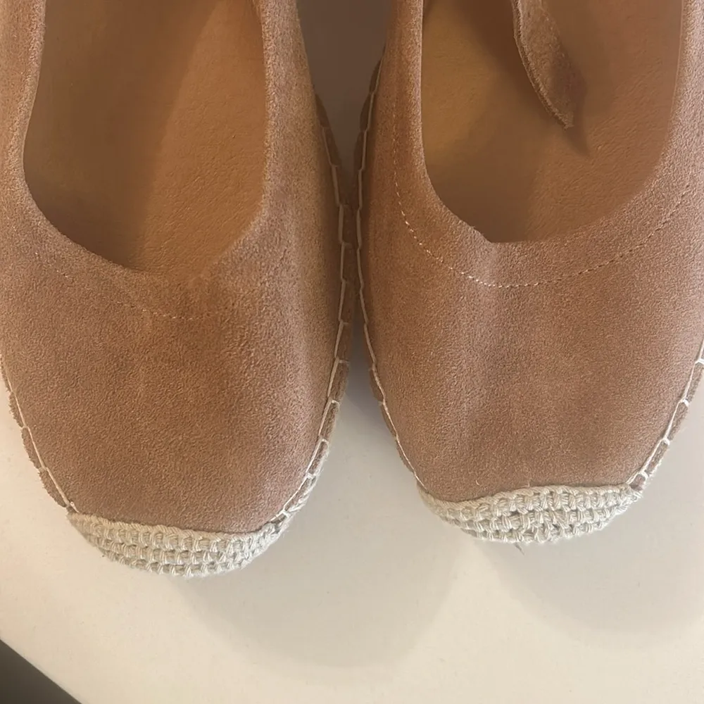 Crown Vintage Brown White Leather Round Cap Toe Espadrille Flats Size 10 - Image 5