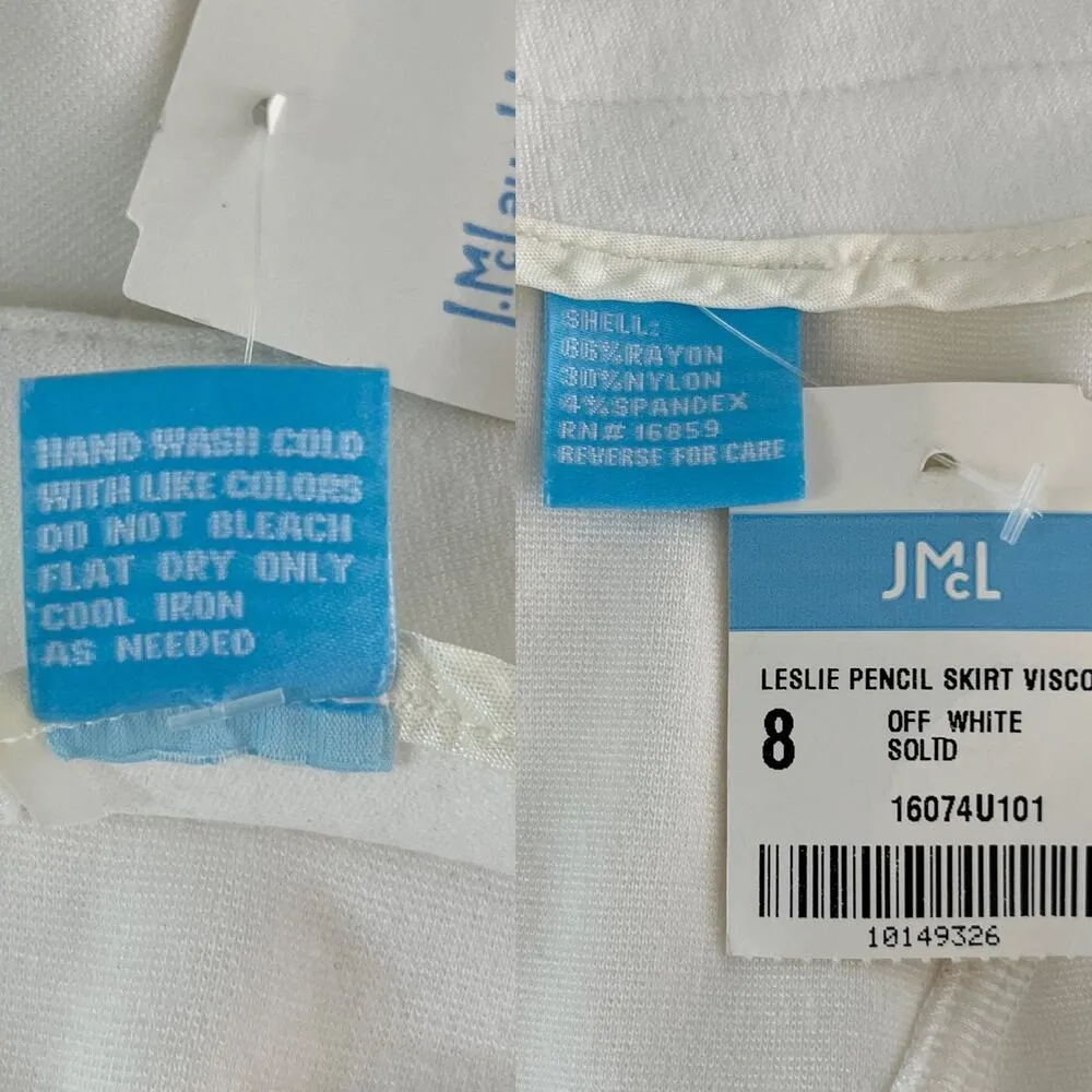 J McLaughlin Leslie Pencil Skirt 8 Off White Stretch New - Image 6