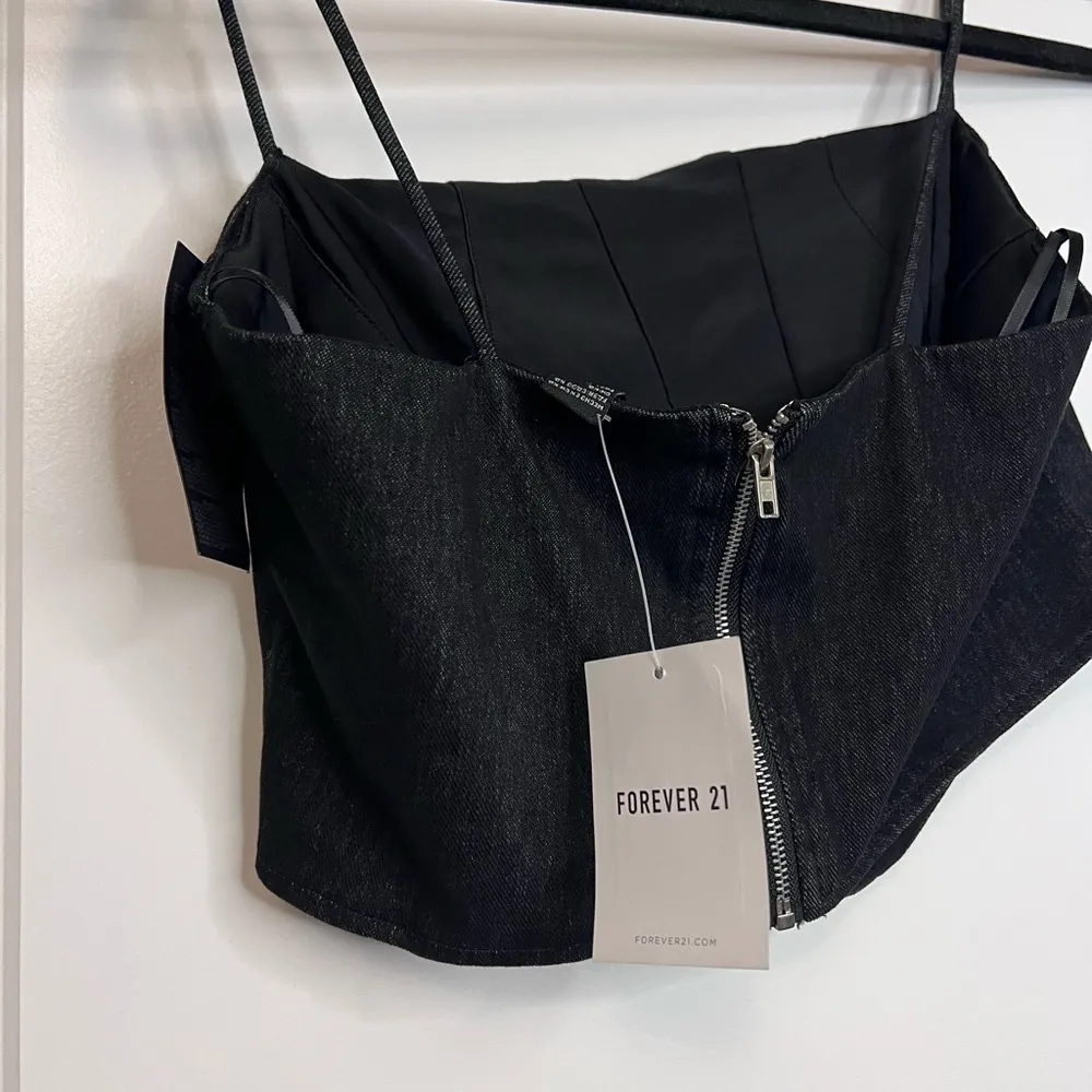 New with tags Forever 21 Black Denim Bustier Top - Image 5
