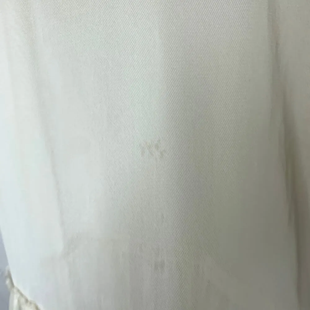 Mesh Sheer Beige Lace Tiered Ruffle Dress Sz Medium Cottagecore Fairy - Image 8