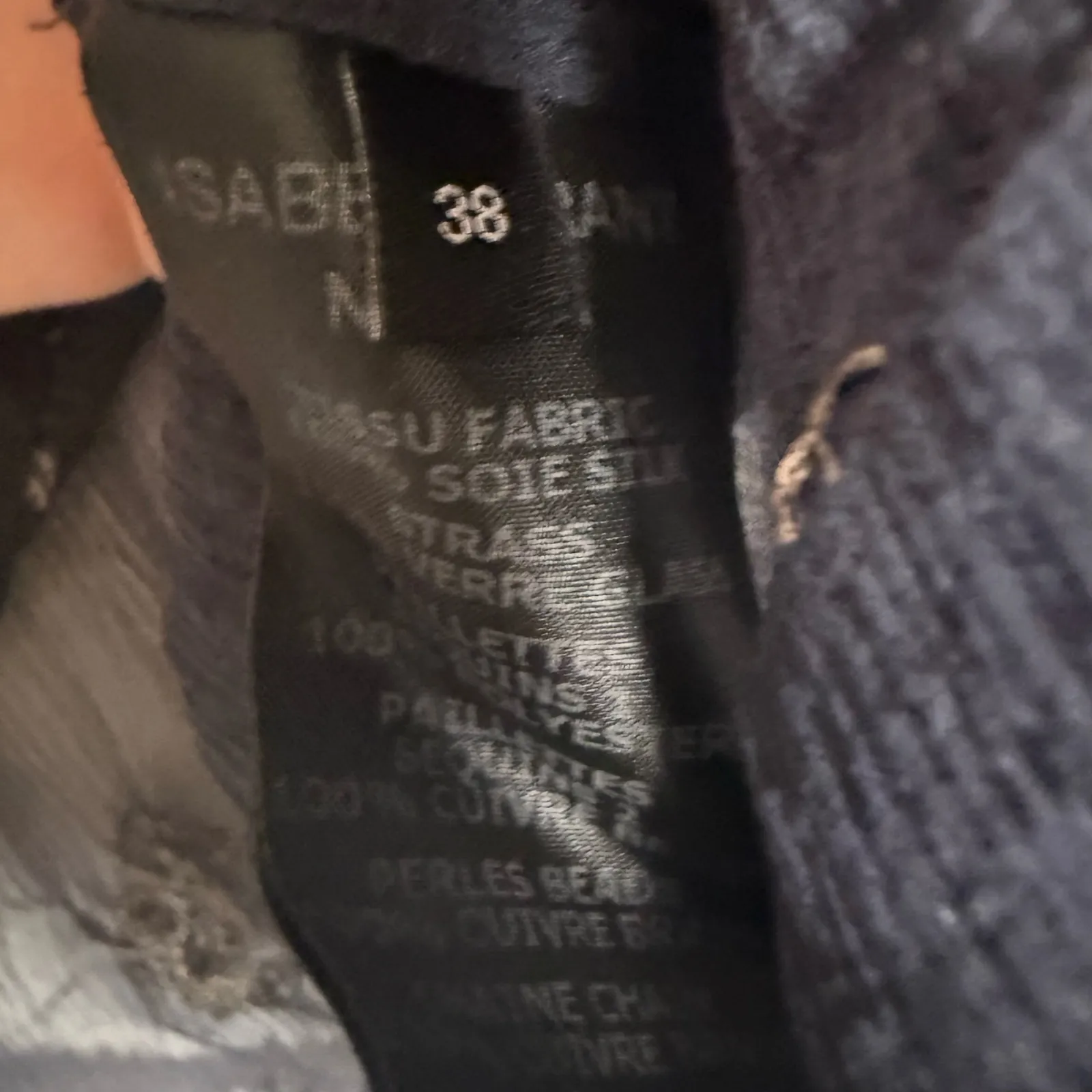 Isabel Marant Midnight Blue Embellished Sheer Silk Long Sleeve Blouse Size 6 - Image 12