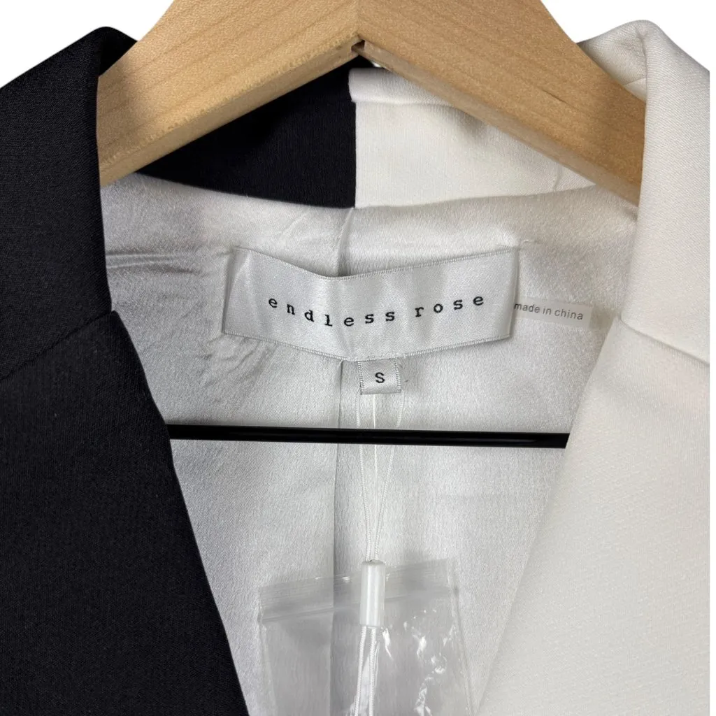 Endless Rose NWT Colorblock Contrast Blazer Romper Small Tuxedo Black White - Image 4