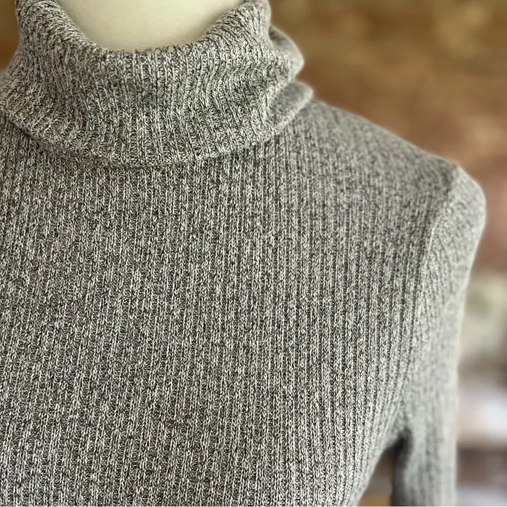 TopShop Dress Cowl Neck Grey Ribbed Knit Mini 6 Bodycon Minimalist Short Sleeve - Image 4