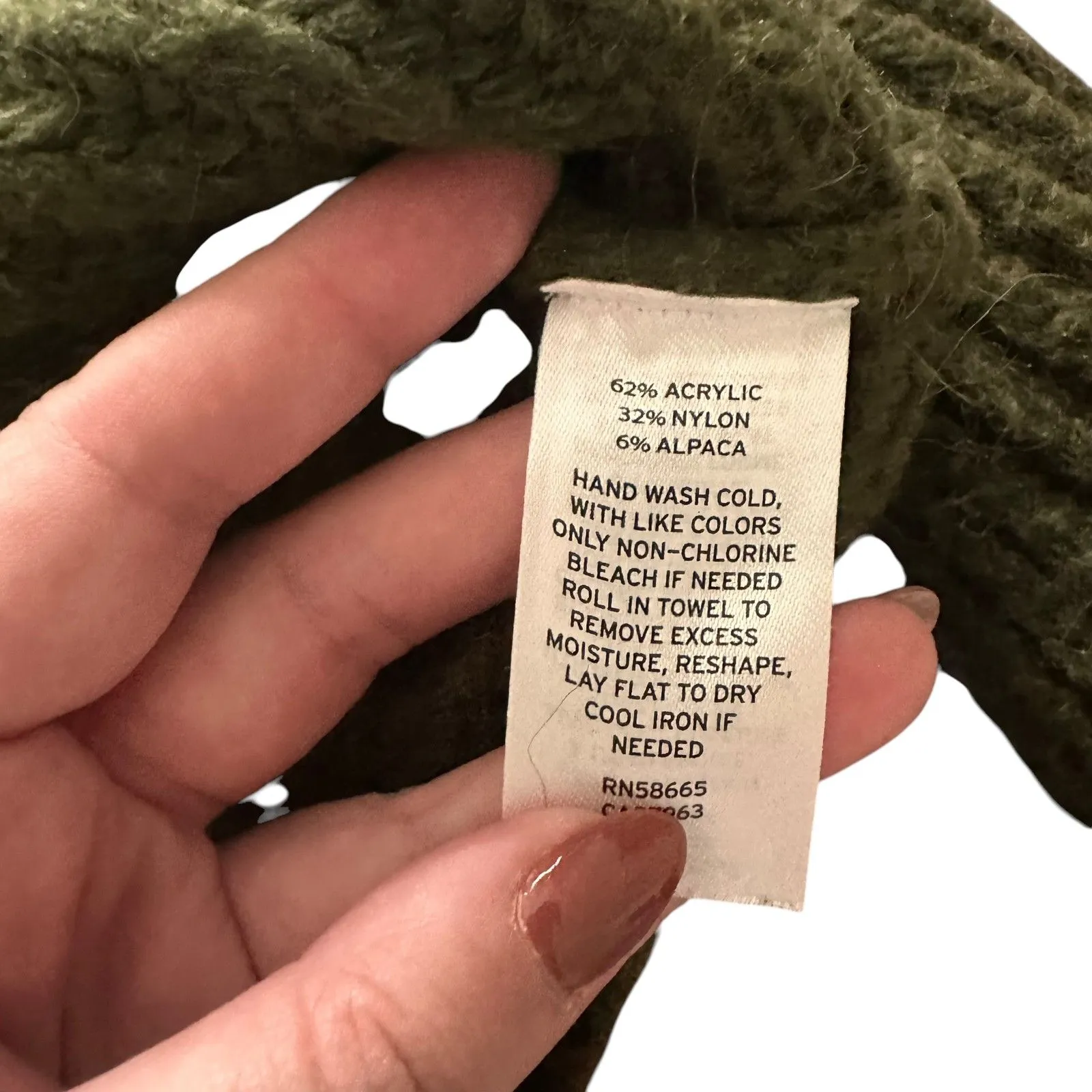 LEITH Alpaca‎ Ribbed Turtleneck Sweater Green Small - Image 5