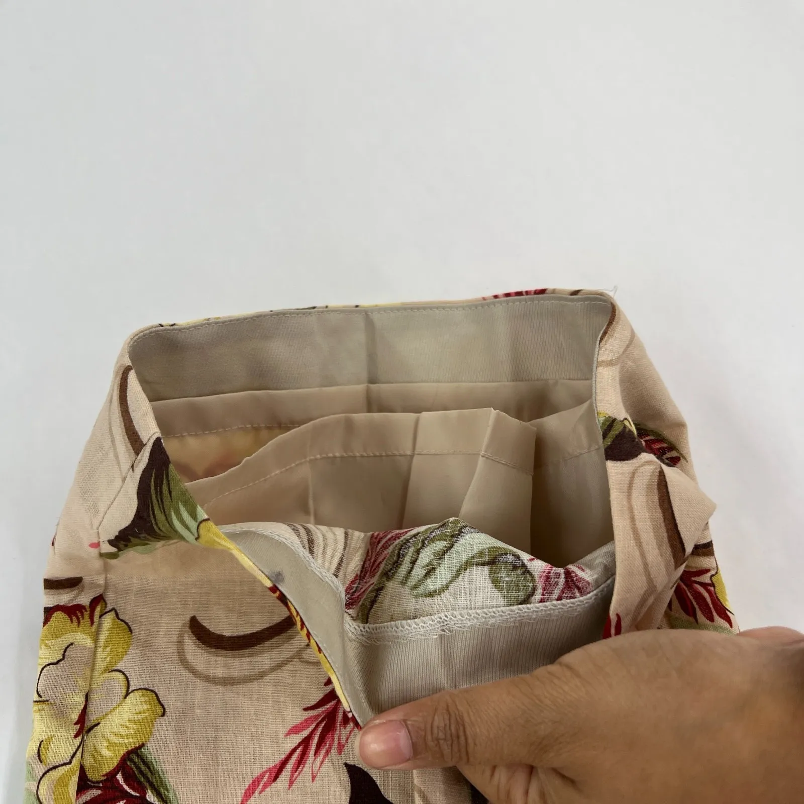 Oscar de la Renta Pants Womens 14 Multicolor Floral Linen Straight Leg Side Zip - Image 6