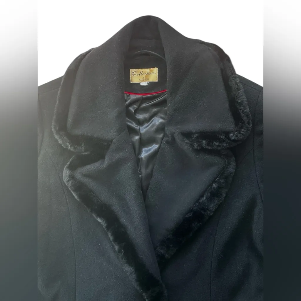 Vtg Y2K Collections By Tall Girls Maxi Black Wool Blend Coat Size M Tall Classic Size M - Image 3