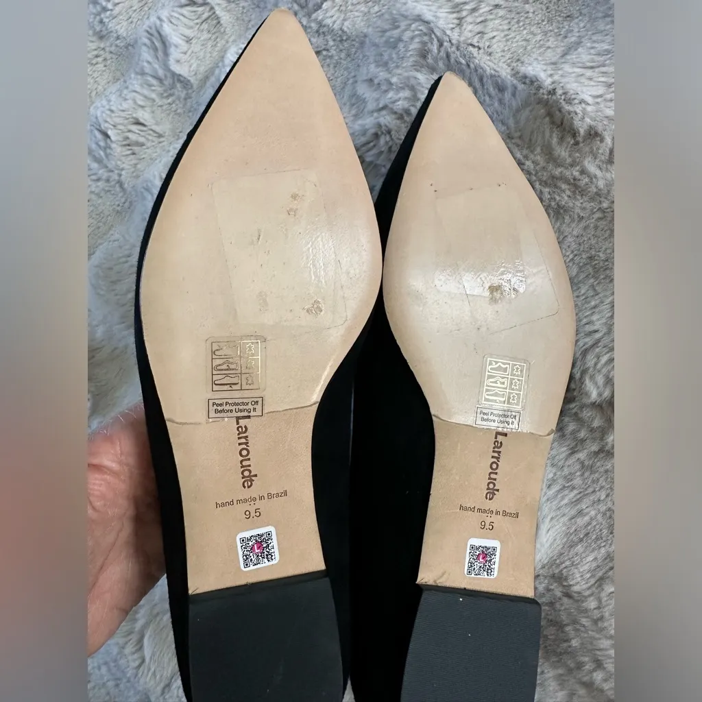 Larroudé Lee Flat Black Suede Pointed Toe Ballet Flats Size 9.5 - Image 6