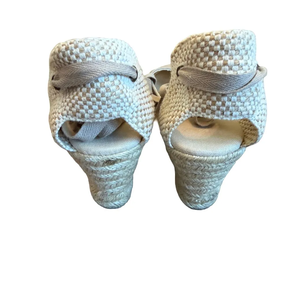 Soludos Espadrille Wedge Shoes Round Toe Ankle Tie Neutral Heels Size 9 Women's - Image 10