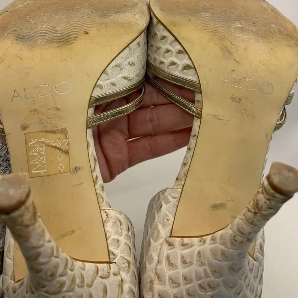 ALDO 70's Inspired Peep Toe Animal Print Embossed Heel - Image 10