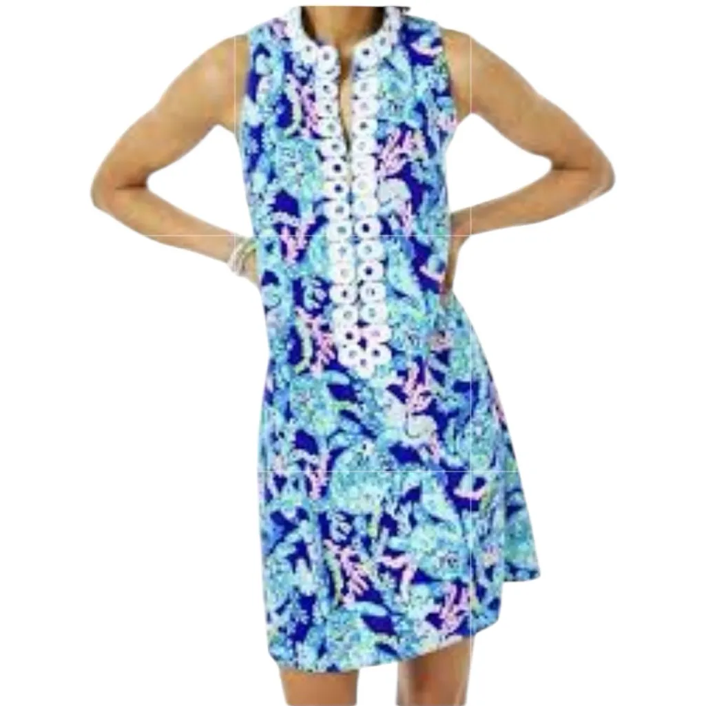 Lilly Pulitzer Jane Shift Dress 0 Corsica Blue Turtle Villa Preppy Coastal - Image 2