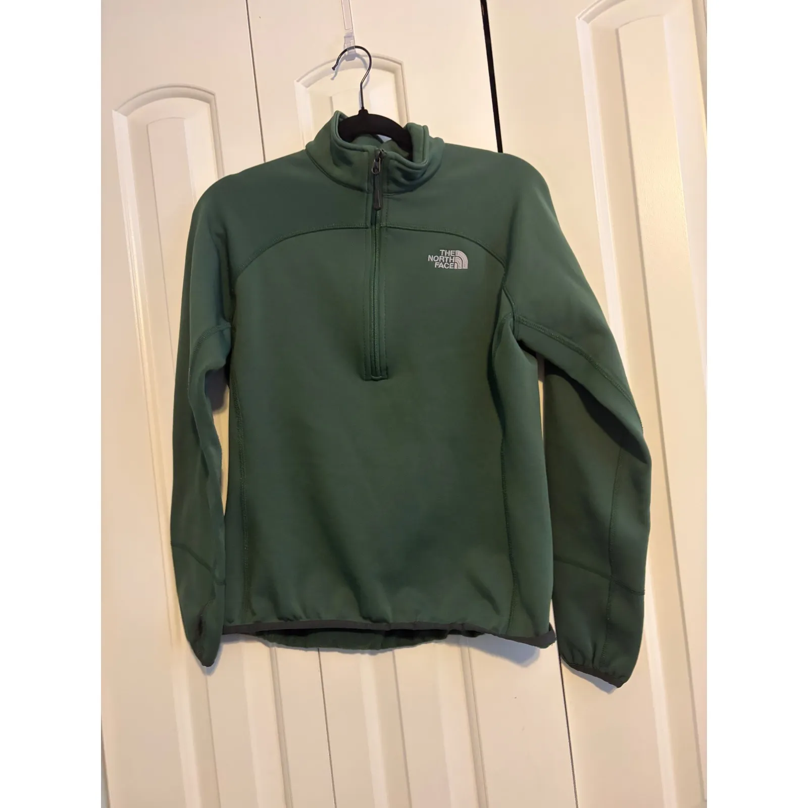 The North Face  Womens Fleece Pullover Jacket Green 1/4 Zip Size M - Image 3