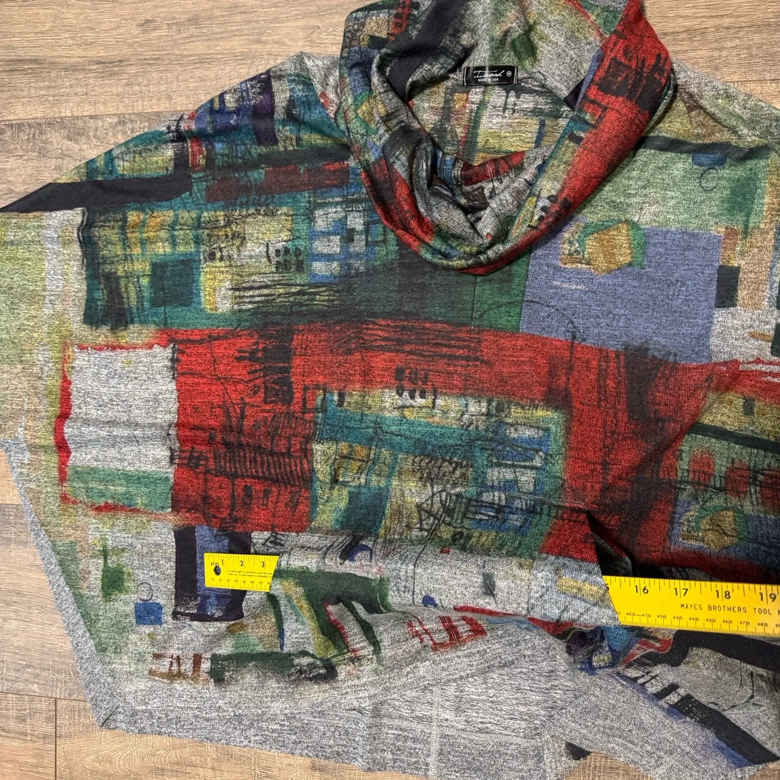 Inoah Cowl Neck‎ Tunic Top Medium Bat Wing Sleeve Wearable Art Lagenlook City - Image 8