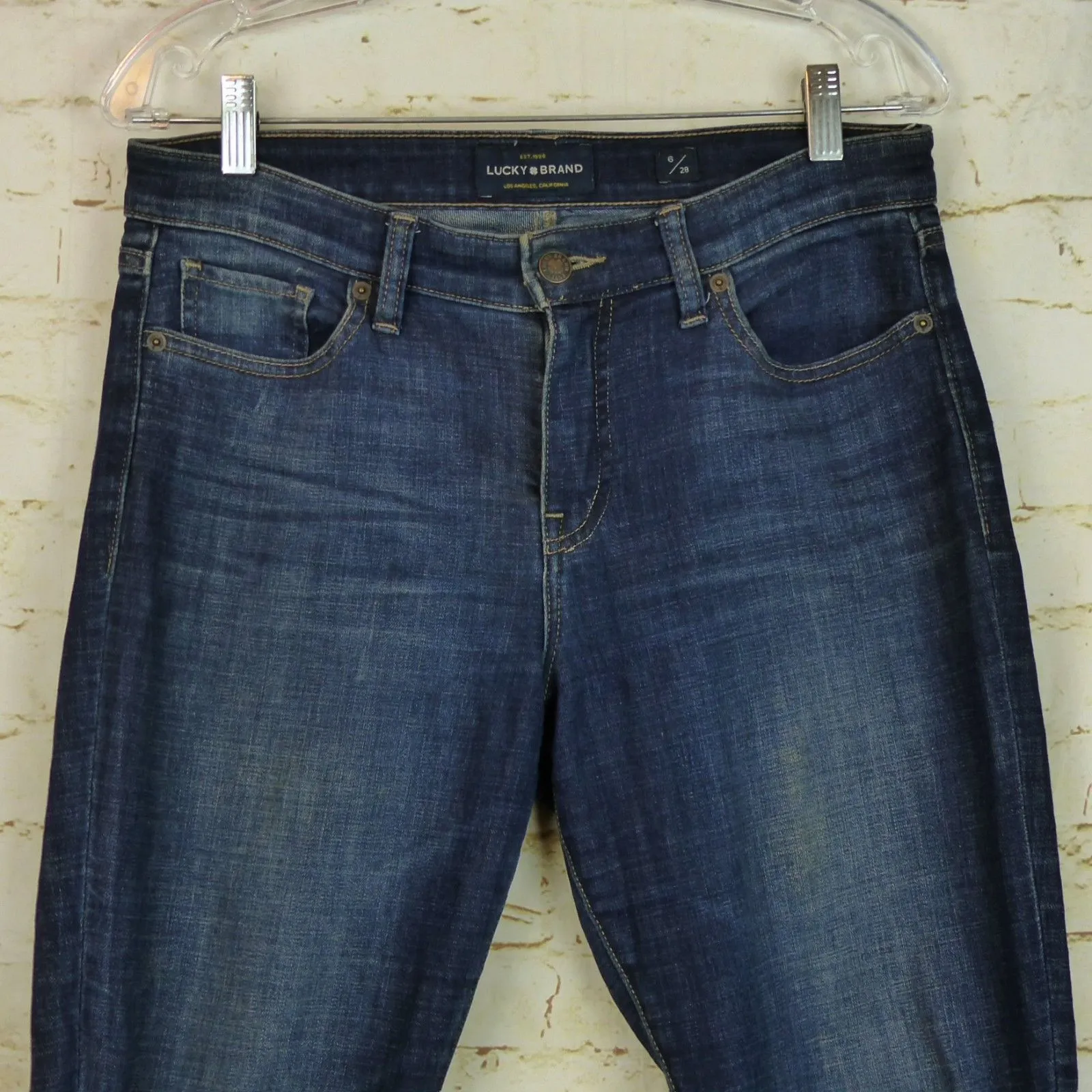 Lucky Brand Jeans Womens 6/28 Blue Denim Mid Rise Ava Crop Raw Hem 30.5X26.25 - Image 4