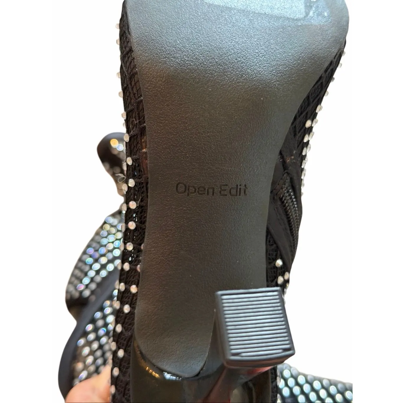 Open Edit Hazley Bootie Size Black Crystal 7.5 Pointed Toe NEW - Image 5