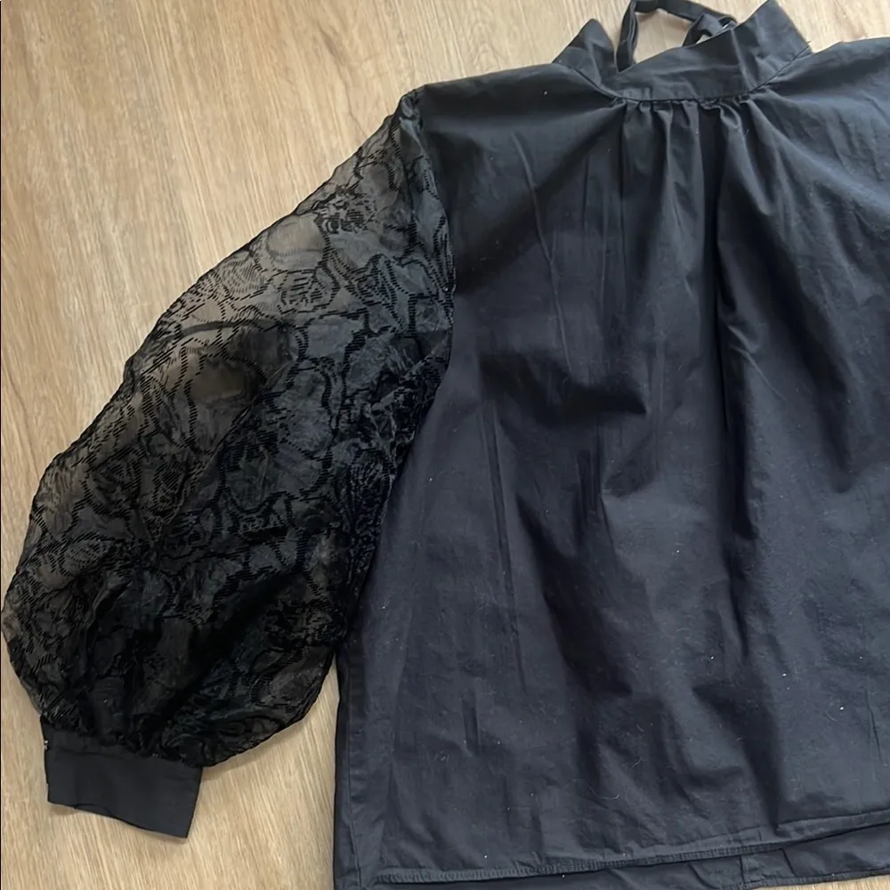 Zara Organza Sleeve Blouse Long Sleeve Back Size Large - Image 3