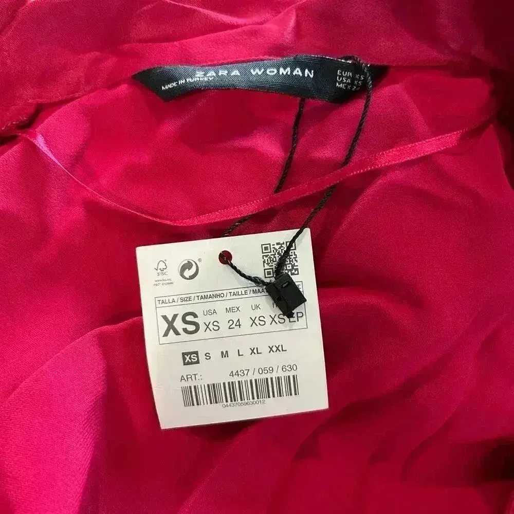 NWT Zara Bright Pink Satin Belted Long Sleeve Wrap Blazer Office Work Size XS - Image 3