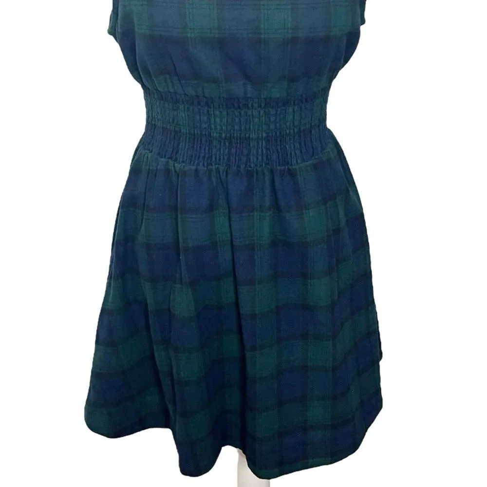 Hill House Cher Plaid Mini Dress Size Medium Green Tartan Classic Look Blue - Image 5