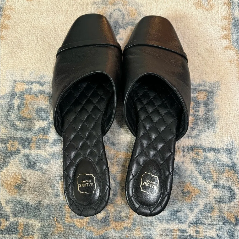 Malone Souliers Leather Mules Slides Black Size 38/7.5 - Image 9