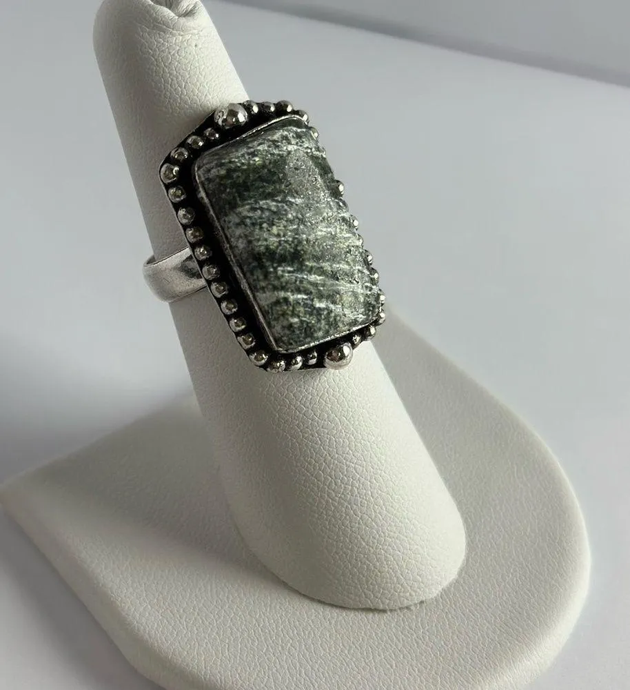 GREEN Swiss Opal Genuine Stone 925 Sterling Silver Ring Size 6 - Image 2