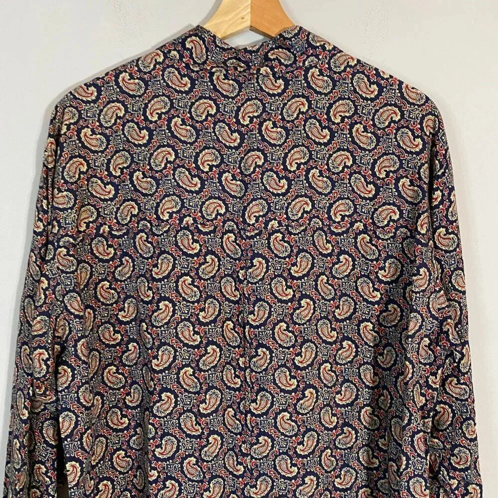 Vintage Liz Sport Women's Sz Small Long Sleeve Button Up Paisley Navy Blouse Top - Image 11