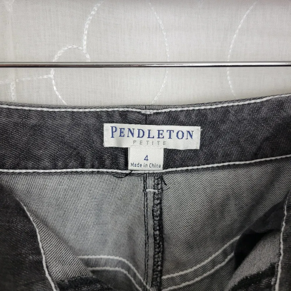 Pendleton  Womens Jeans Size 4P Black Denim Bootcut Mid Rise Pleated Front - Image 3