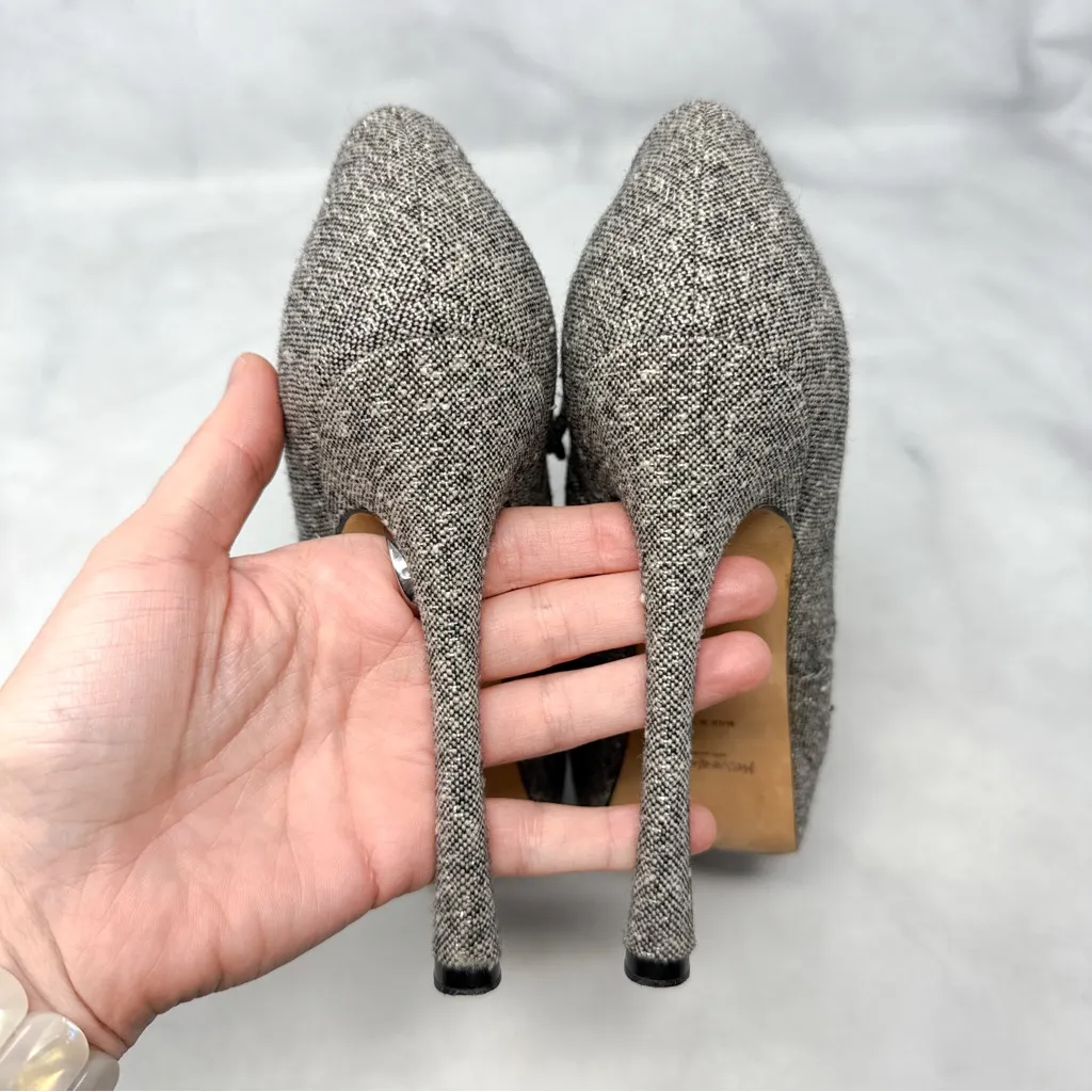 YSL Yves Saint Laurent Y2K Vintage Glitter Tweed Platform Heeled Ankle Boots - Image 6