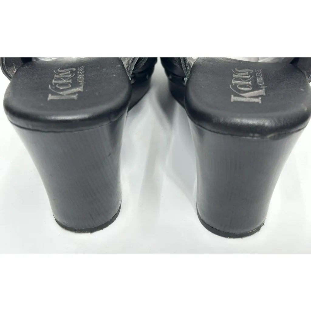 Korks by Kork Ease Black Studded Strappy Leather Mules Clogs Platform 9.5 EU 41 - Image 6