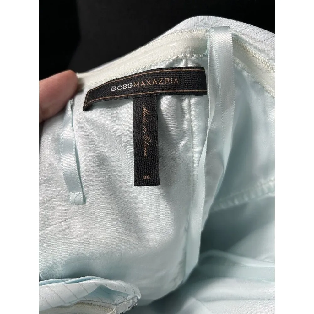 BCBG Maxazria Ombre Green‎ and Grey Cocktail Mini Strapless Dress Size 6 - Image 13