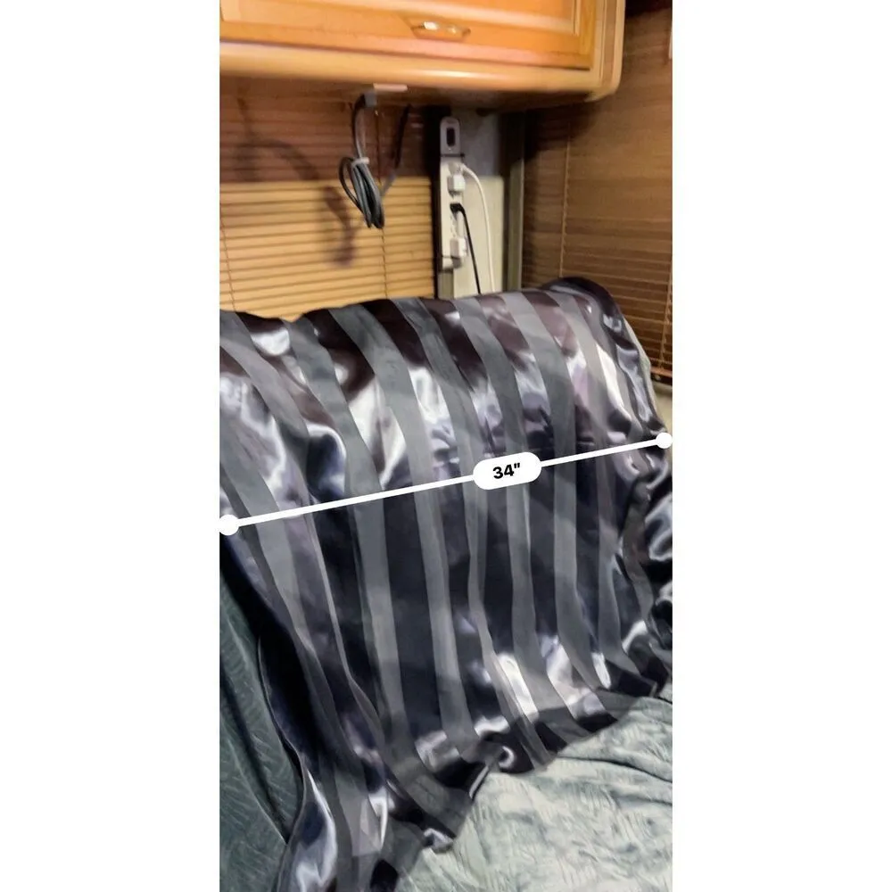 Large 34 Inch Square Scarf Black Gray Silver Stripe - Image 4