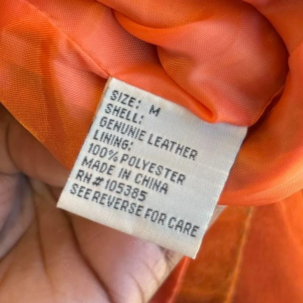 Vintage orange suede leather jacket Size M - Image 8