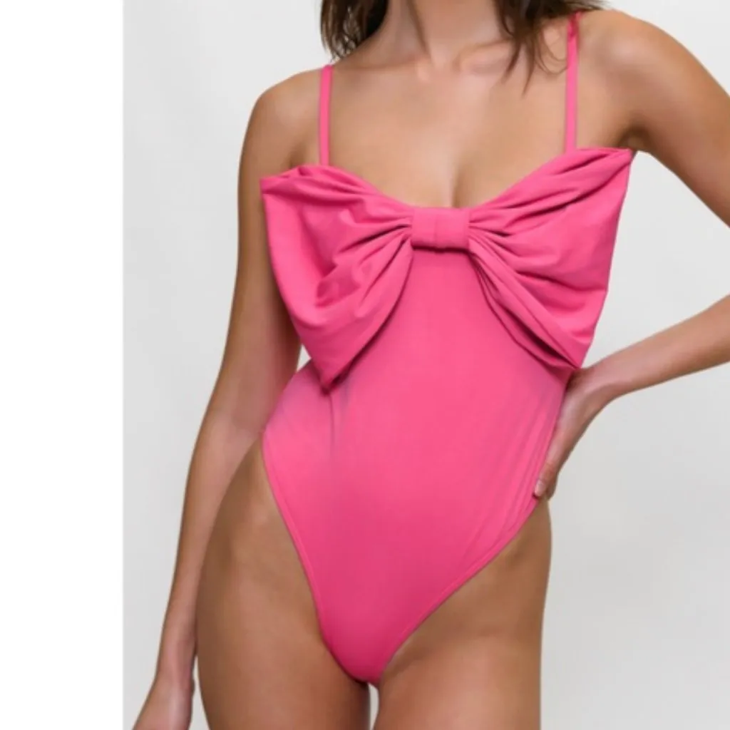 NWT Anthropologie X Hutch Dita Bow One Piece Swimsuit Size X- Small Pink - Image 3