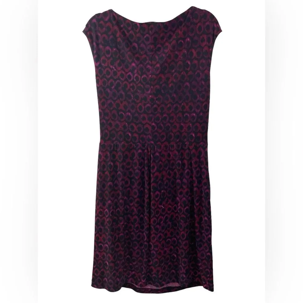 Lauren Ralph Lauren Burgundy Geo Print Twist Front Boat Neck Cap Sleeve Dress 16 - Image 3