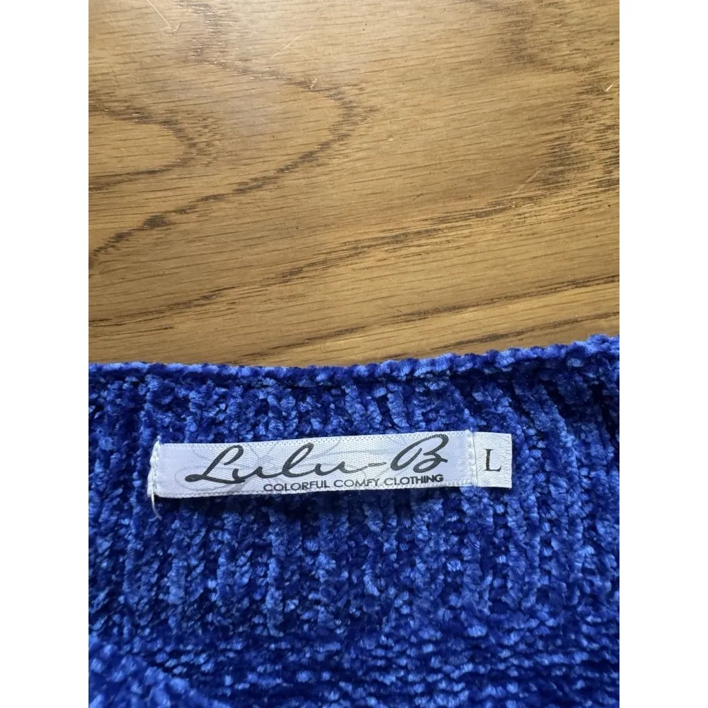 Lulu B Women Size Large Blue Knit Sweater Polyester Classic City Office Winter - Image 3